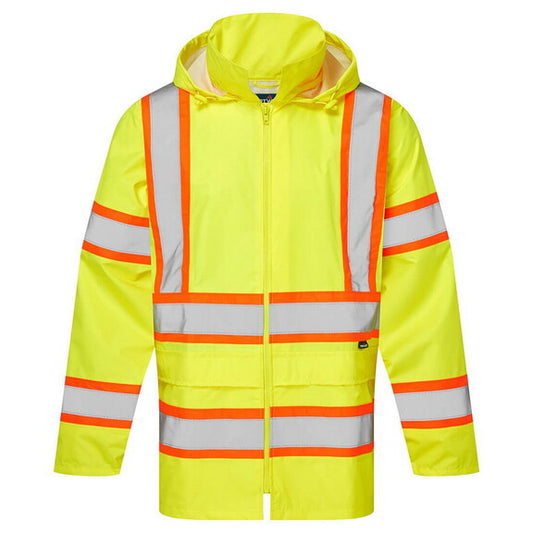 PORTWEST® Hi Vis X Back Contrast Tape Rain Jacket CA400