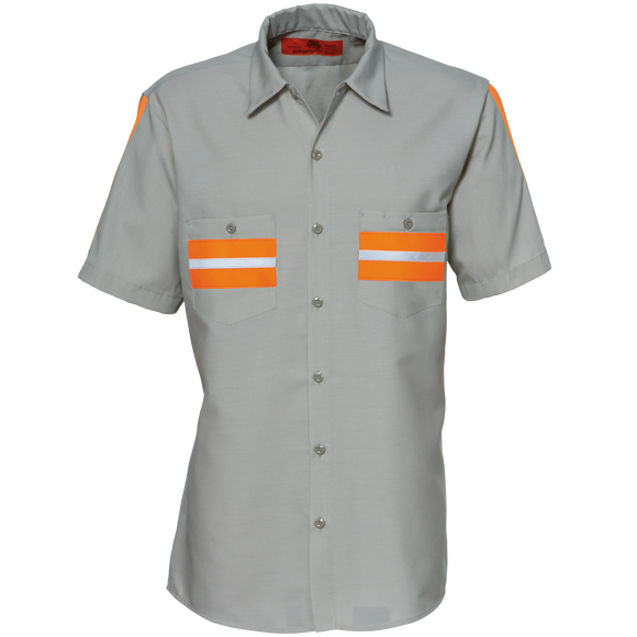 REED Enhanced Visibility Short Sleeve Shirt Llight Grey with Orange 634ZWM