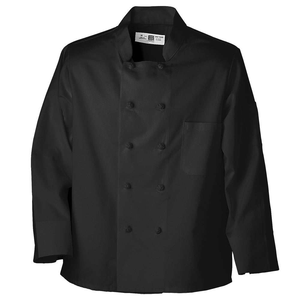 REED Chef Coat Black with 10 Knot Buttons KC2040