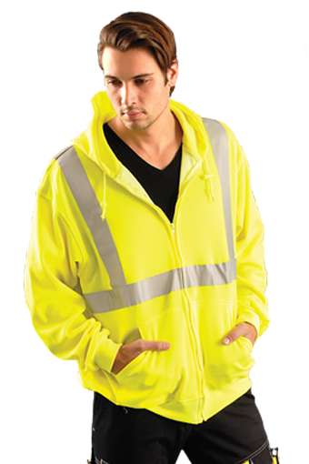 SWEATSHIRT YELLOW HOODED ZIP UP CLASS 2 SWTLHZ