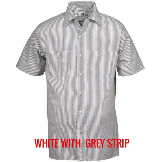 Reed SoftTouch Industrial Work Shirt White/Grey Pinstripe 40