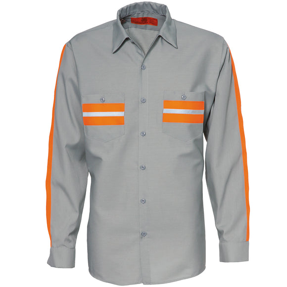 REED Enhanced Visibility Long Sleeve Shirt Lt Grey with Orange 6234ZWM