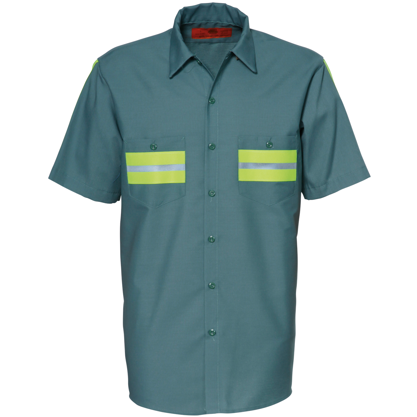 REED Enhanced Visibility Short Sleeve Shirt Lt Green with Yellow 628WM