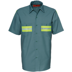REED Enhanced Visibility Short Sleeve Shirt Lt Green with Yellow 628WM
