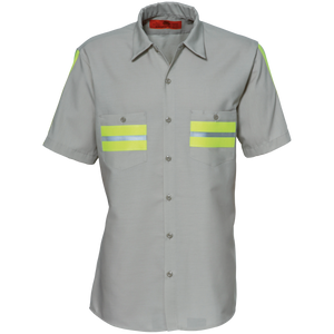 REED Enhanced Visibility Short Sleeve Shirt Lite Grey w/yellow 634WM