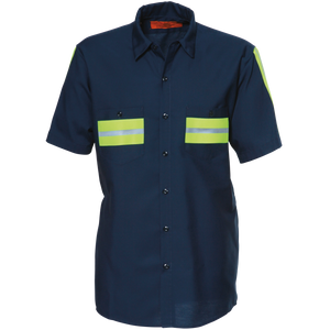 REED Enhanced Visibility Work Shirt Short Sleeve Navy w/Yellow 621WM