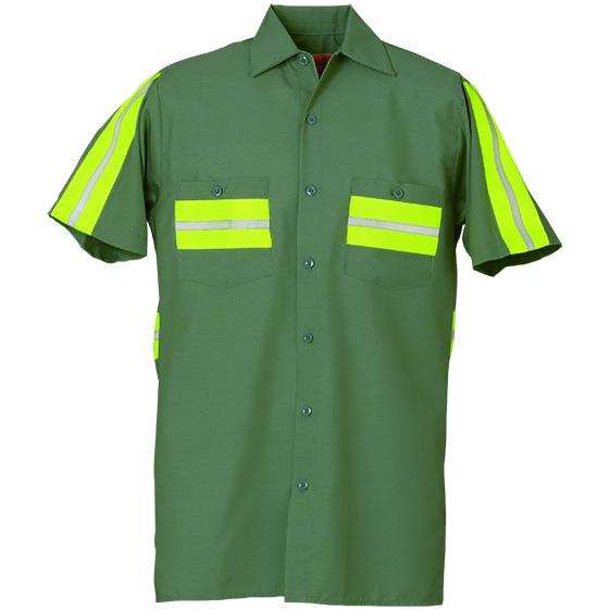 REED Enhanced Visibility Short Sleeve Shirt Lt Green with Yellow 628WM